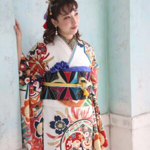 成人式振袖レンタル奈良県_H-133モダン3_白振袖