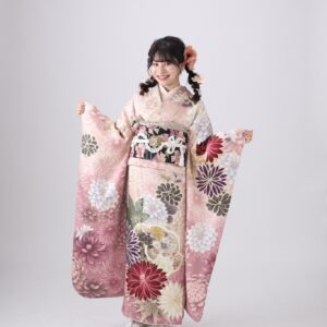 成人式振袖レンタル奈良県_O-264くすみモダン-4_ピンク色振袖