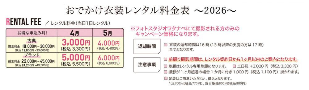七五三着物レンタル_奈良市、橿原市、広陵町、木津川市の写真撮影と着物レンタルはフォトスタジオワタナベ(渡辺写真館)_お参りレンタル料金