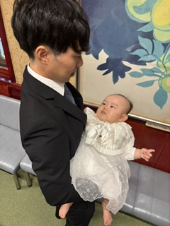 奈良県奈良市_フォトスタジオワタナベ(渡辺写真館)本店_春日大社_お宮参り_ベビードレス_パパと2人