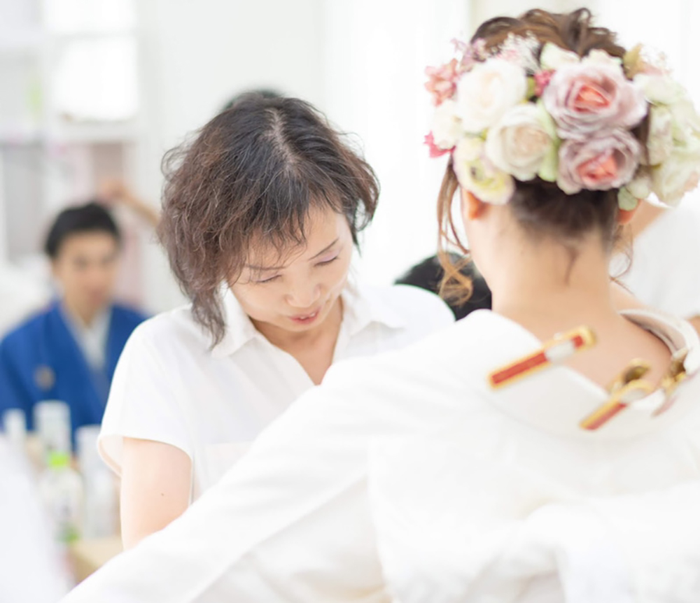 フォトウェディング結婚式前撮りロケーションフォトの当日着付け