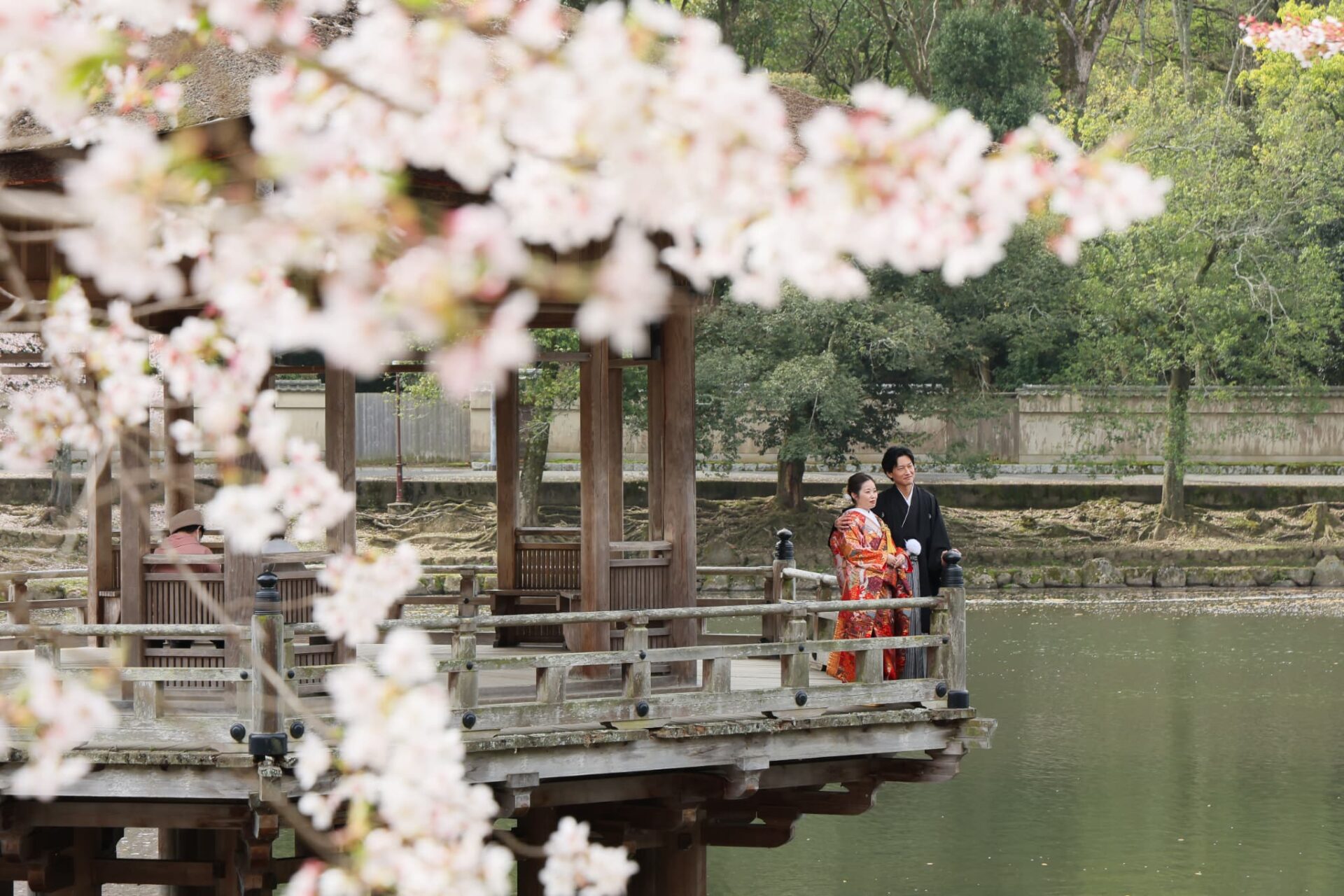 浮見堂フォトウェディング・結婚式前撮り_桜
